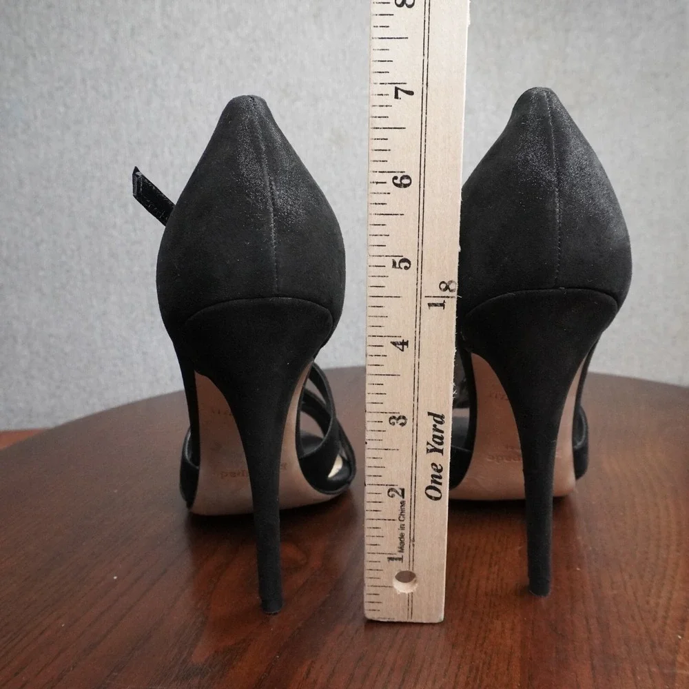 Kate Spade T Strap Sandals Women's 9.5B Black Suede Strappy Stiletto Heels Shoes